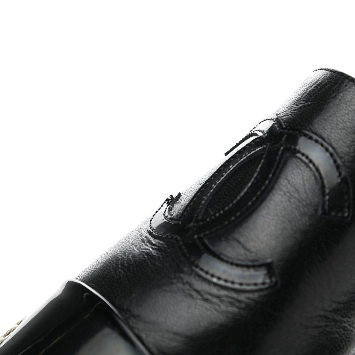 Goatskin Patent Calfskin CC Espadrille Mules 36 Black