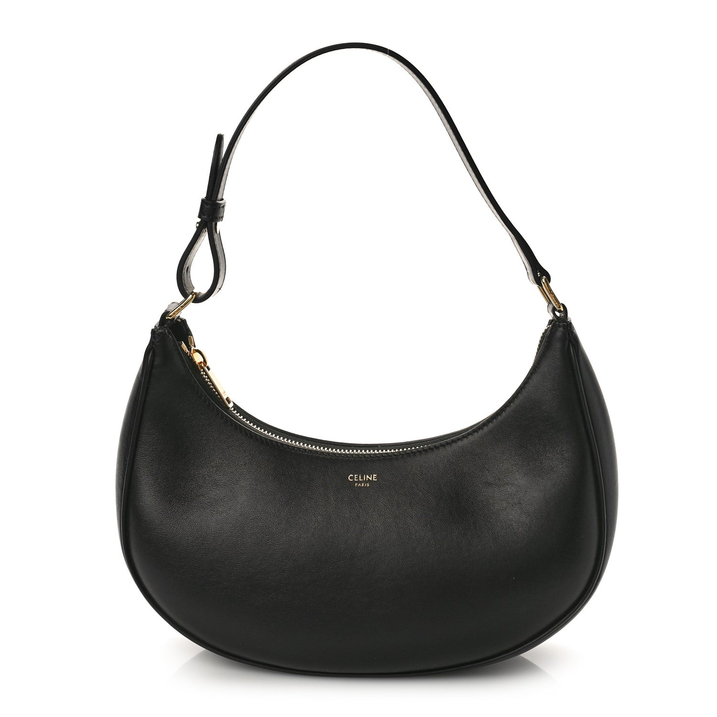 Smooth Calfskin Medium Strap Ava Shoulder Bag Black