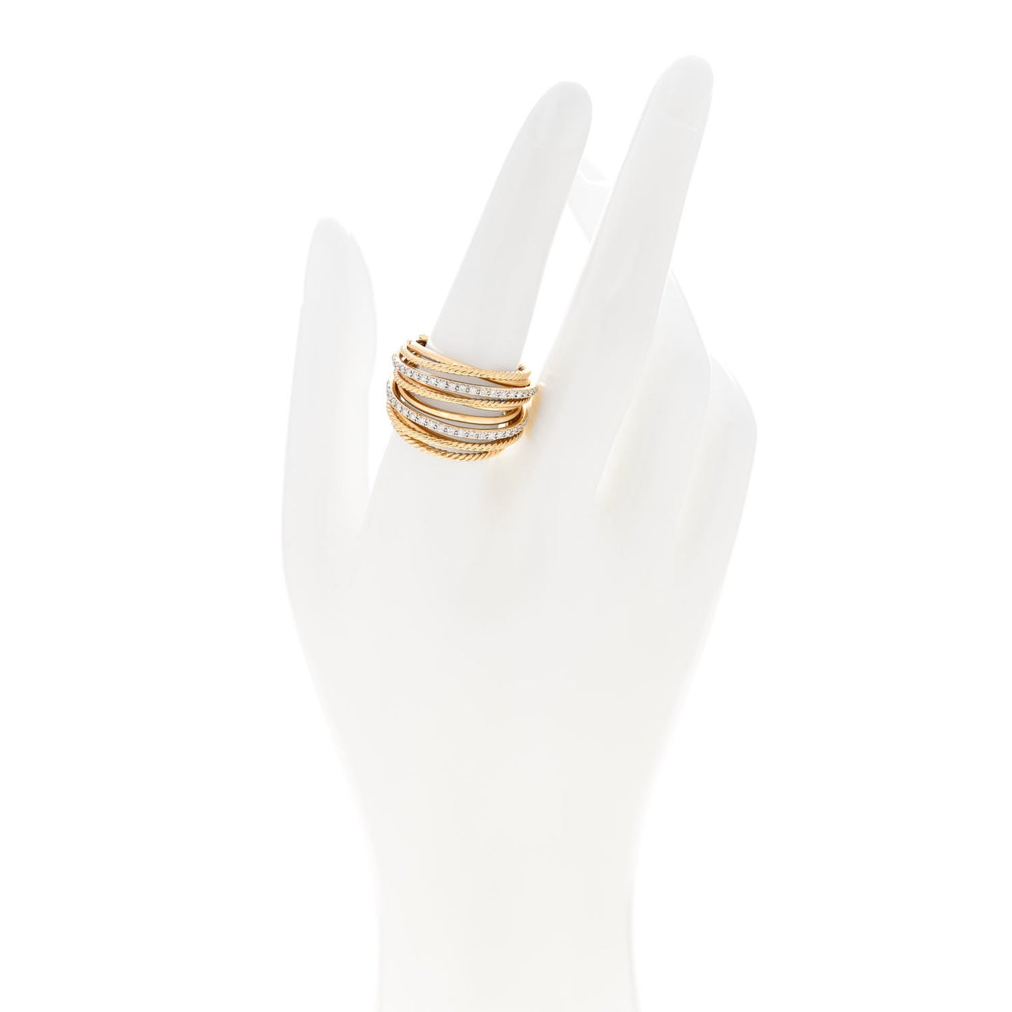 18K Yellow Gold Diamond 18mm Wide Crossover Ring 58 8.25