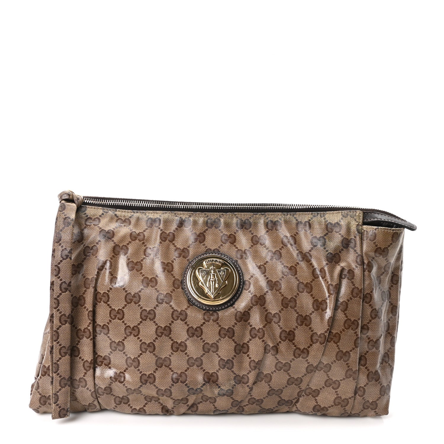 Gucci Crystal Monogram Large Hysteria Clutch Brown 1 of 10