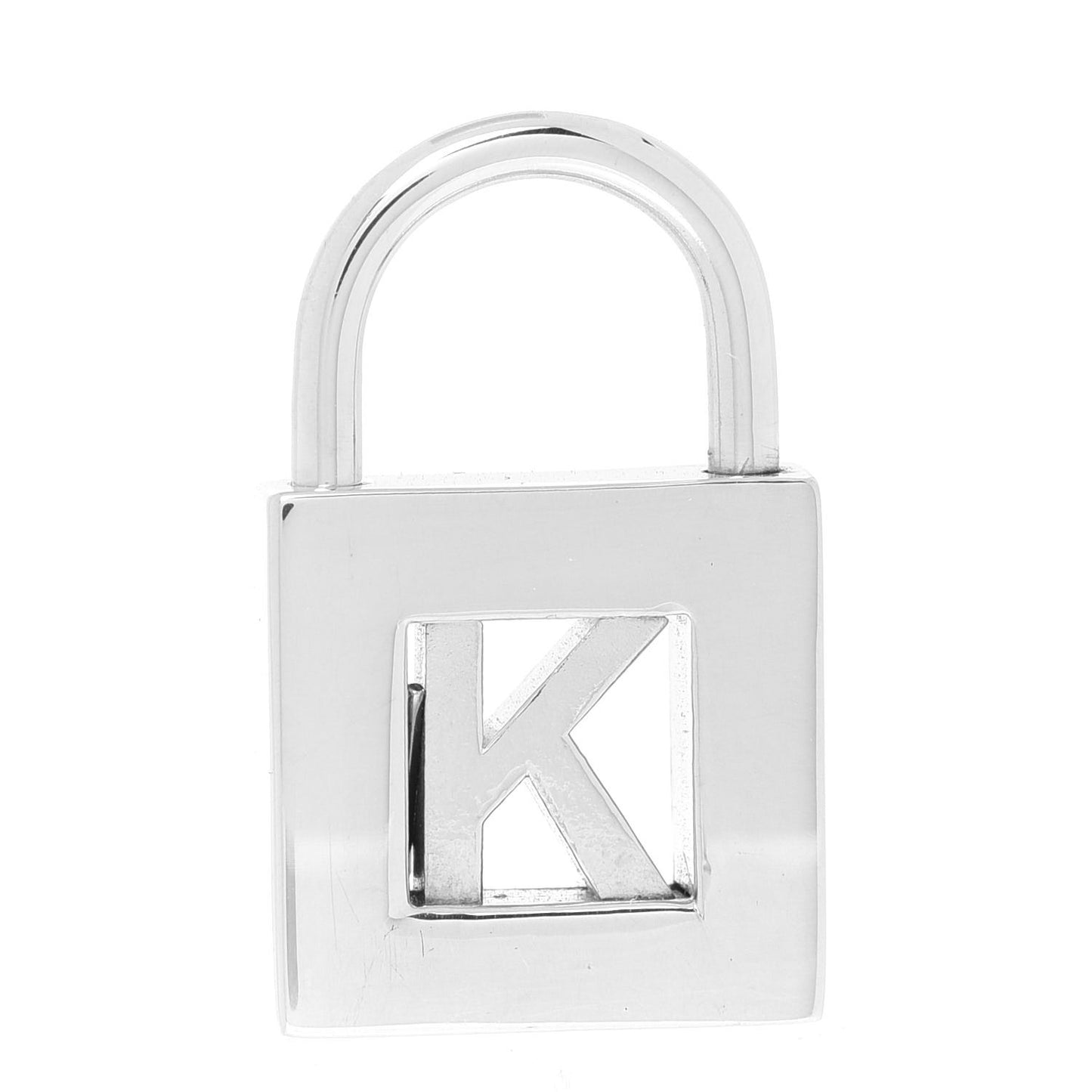 Sterling Silver Letter K Lock Charm Pendant