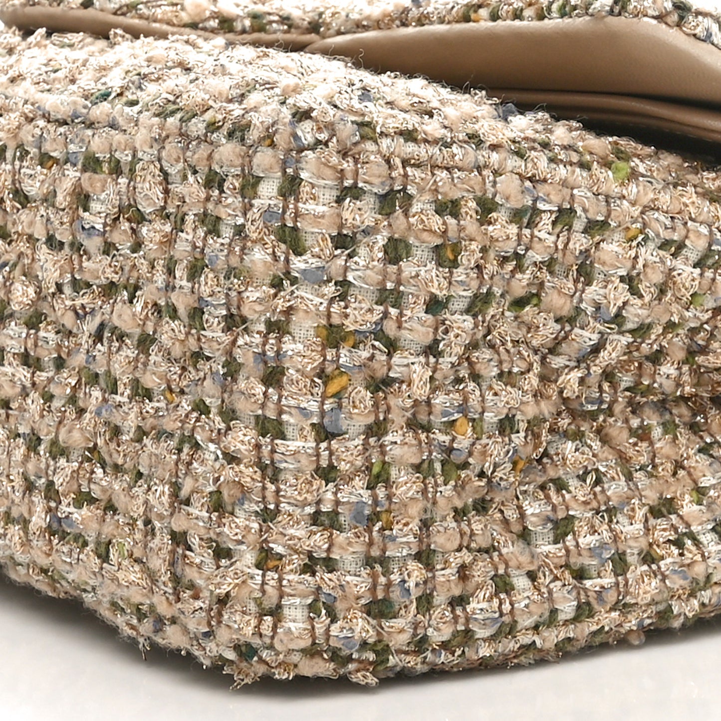 Tweed Quilted Medium Double Flap Beige Gold Multicolor