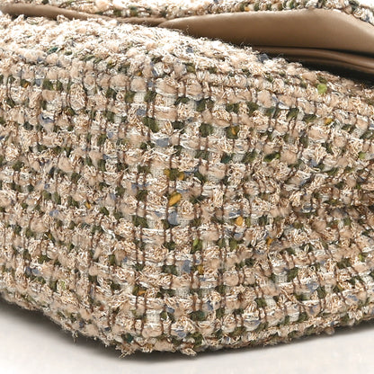 Chanel Tweed Quilted Medium Double Flap Beige Gold Multicolor 10 of 11