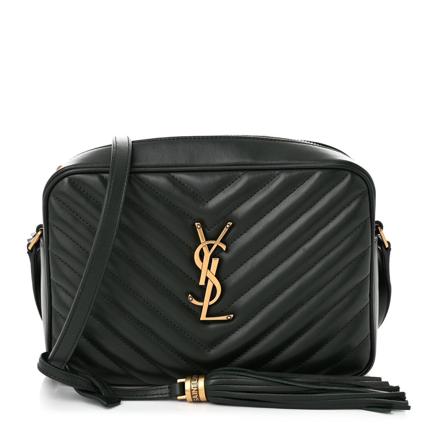 Saint Laurent Calfskin Matelasse Monogram Lou Camera Bag Vert Fonce 1 of 10