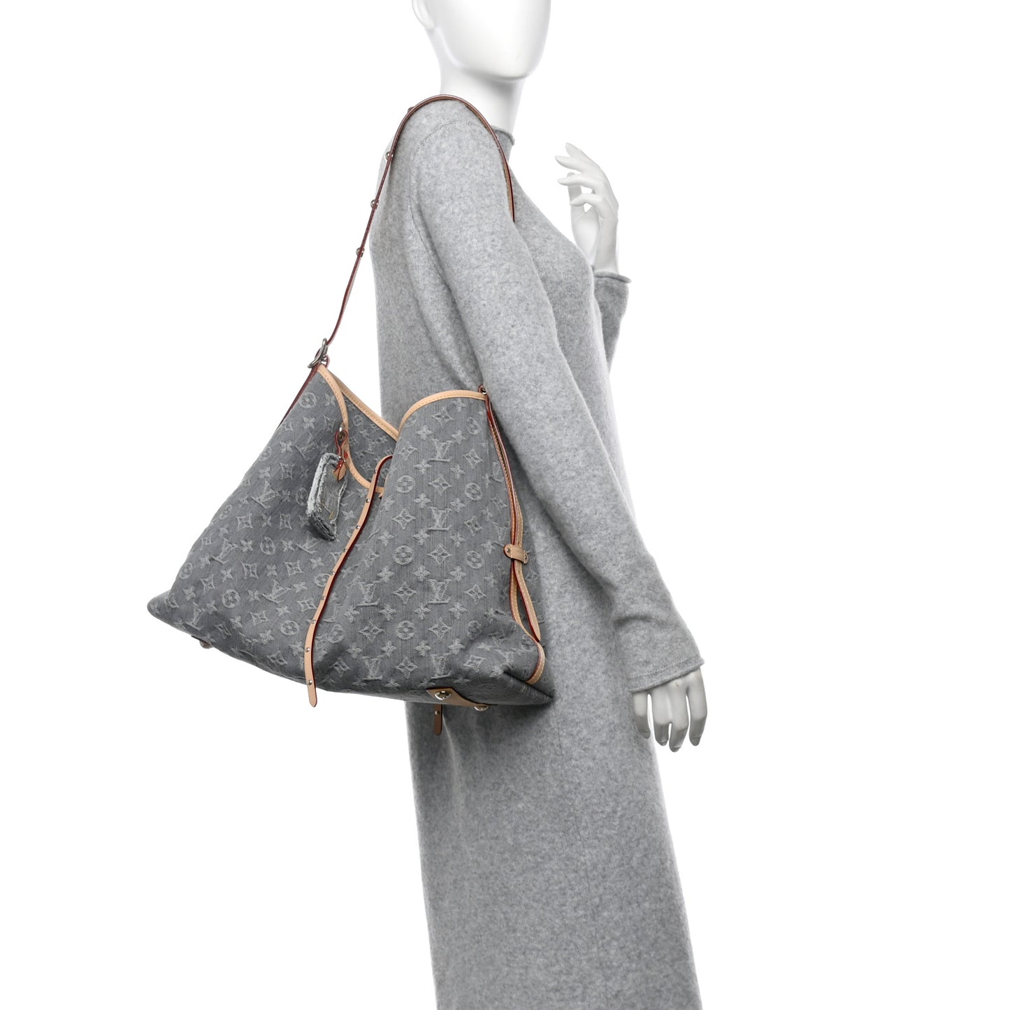 Monogram Denim CarryAll MM Washed Gray
