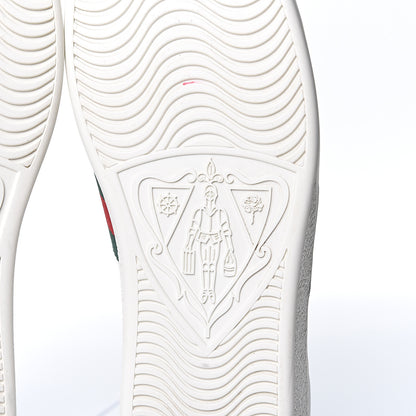 Gucci Calfskin Ayers Bee Embroidered Womens Ace Sneakers 40 White Green 8 of 9