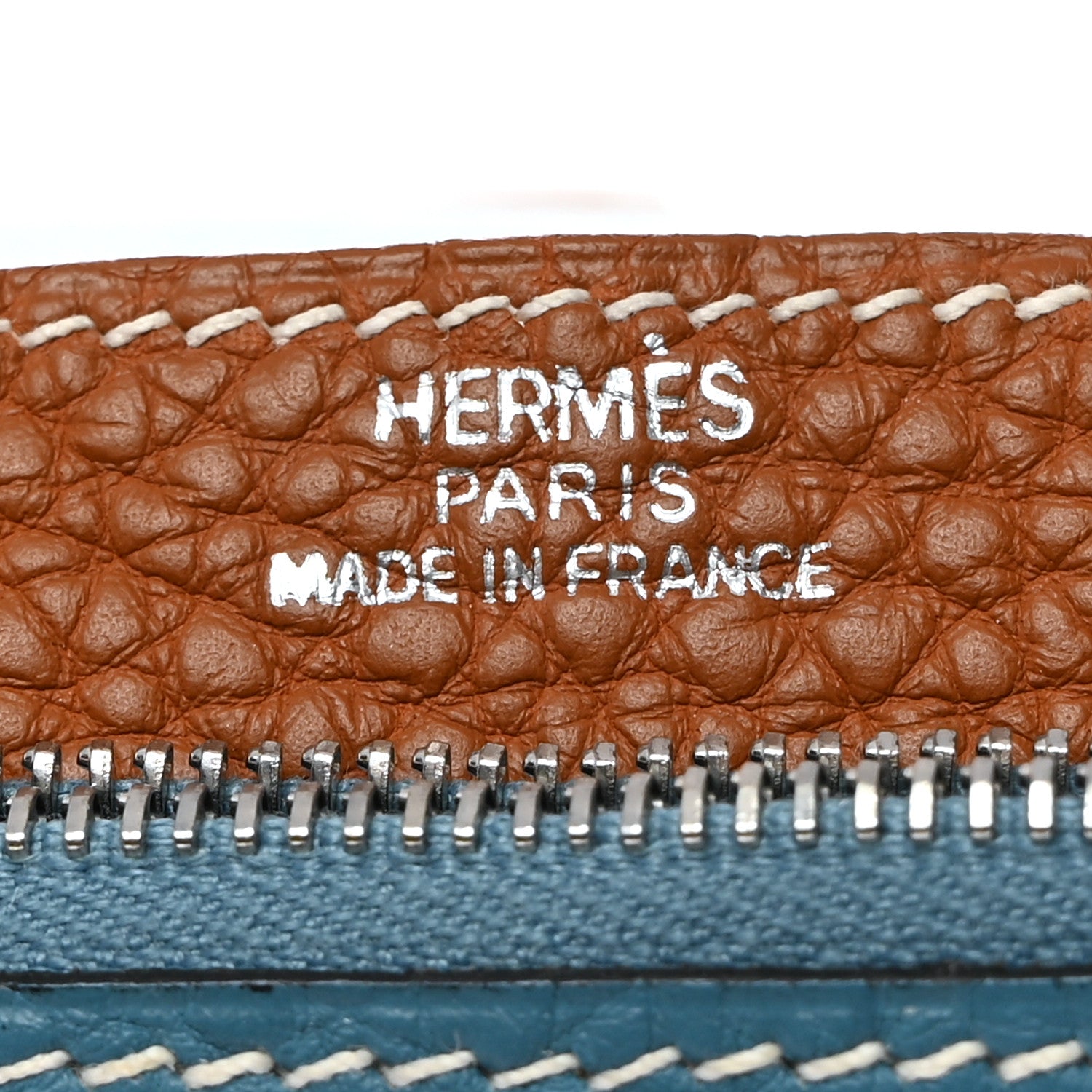 Hermes Togo Verso Dogon Compact Wallet Blue Jean Gold 6 of 10