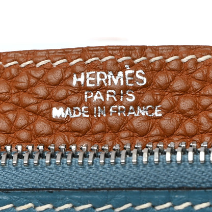Hermes Togo Verso Dogon Compact Wallet Blue Jean Gold 6 of 10