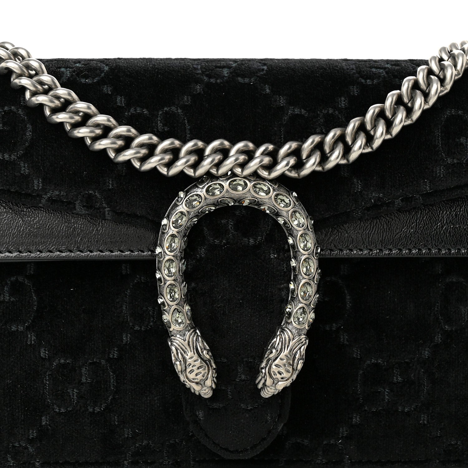 Gucci Velvet Skipper Crystal GG Monogram Small Dionysus Shoulder Bag Black Black Diamond 8 of 11