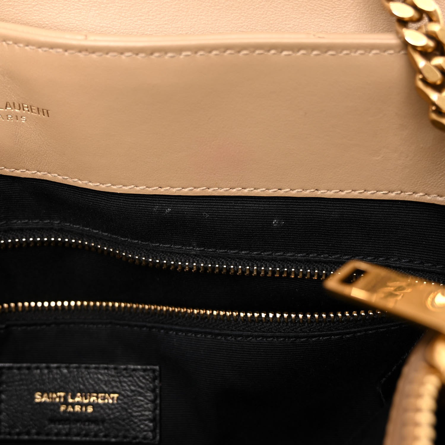 Saint Laurent Calfskin Y Quilted Monogram Medium Loulou Chain Satchel Dark Beige 12 of 12