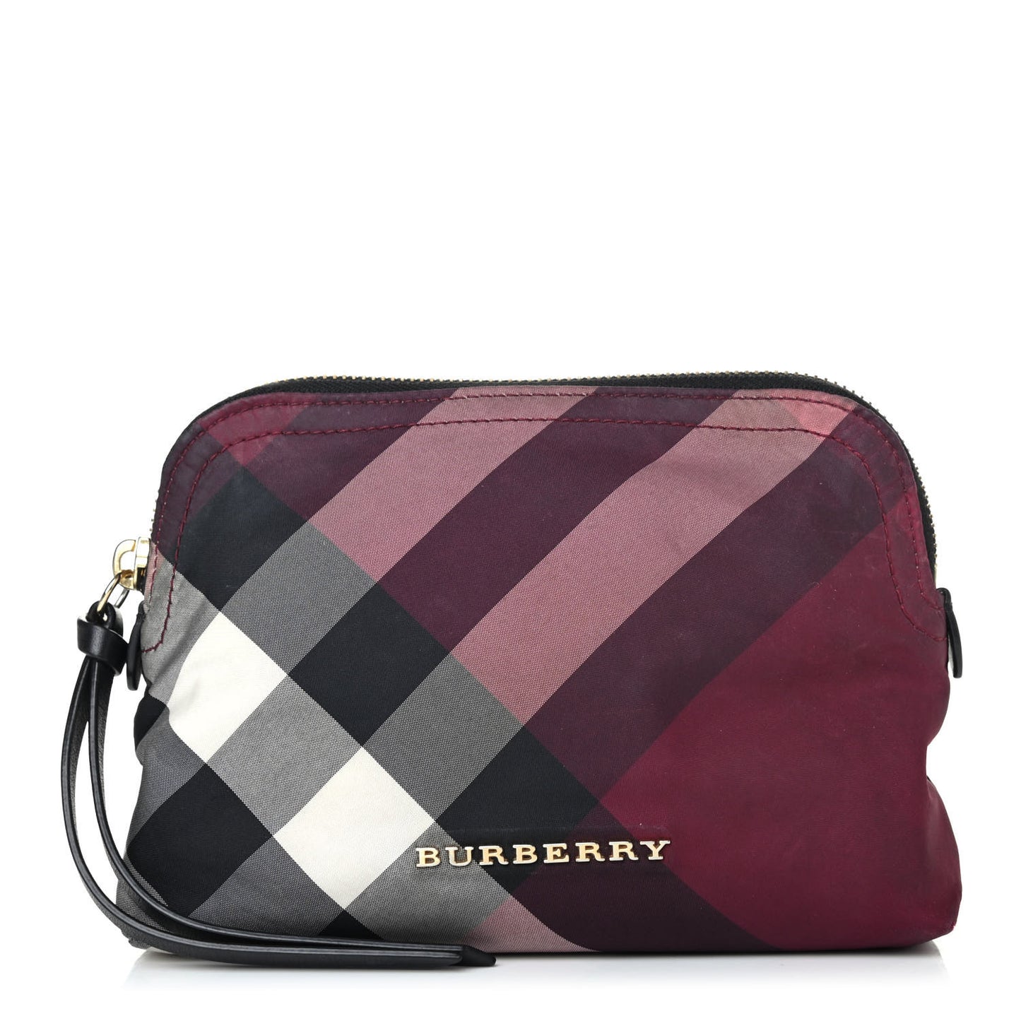 Nylon Nova Check Zip Top Pouch Plum