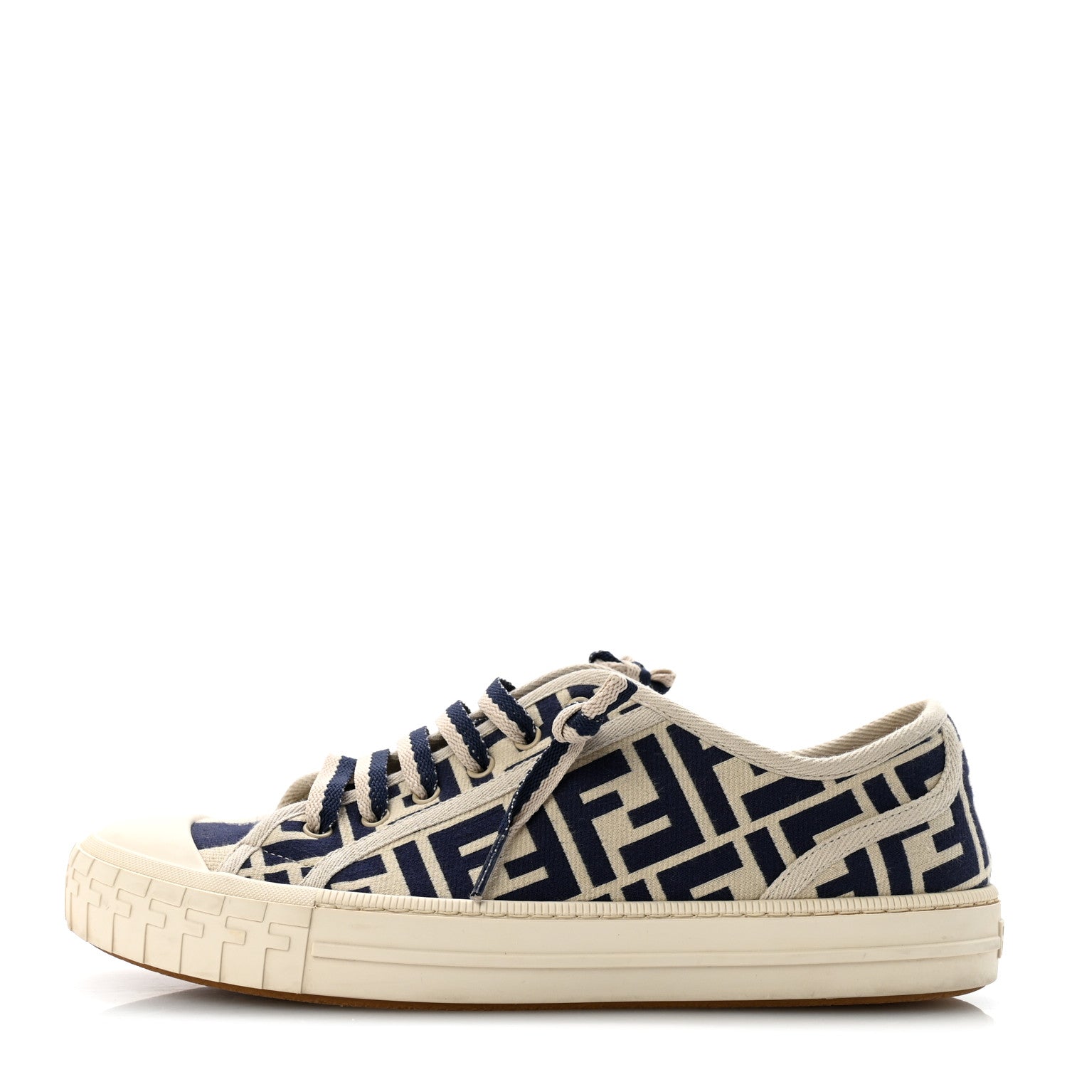 Fendi Woven Fabric FF Mens Domino Low Top Sneakers 41 Bei Midnight