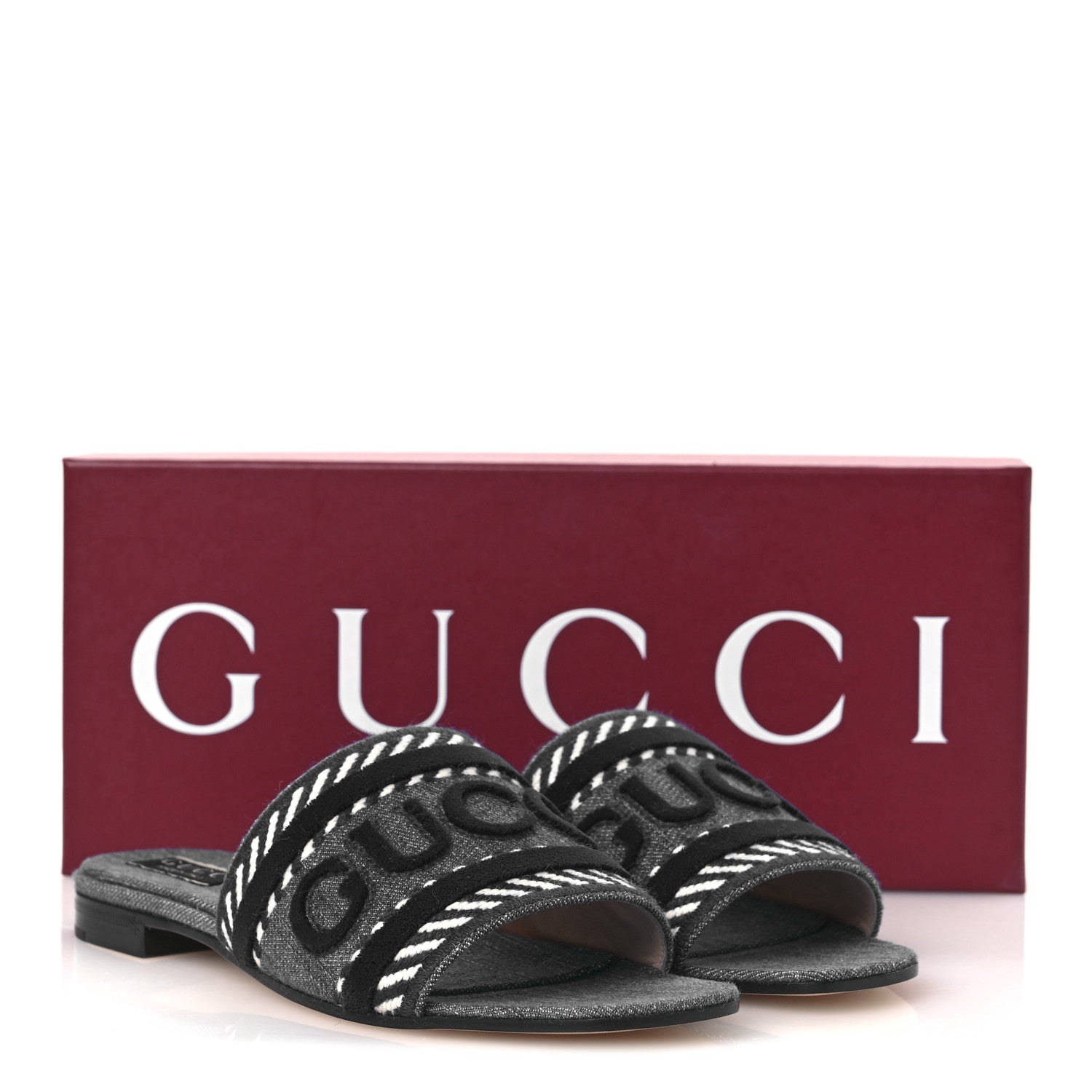 Gucci Plain Spain Denim Logo Slide Sandals 37 Light Blue 11 of 11