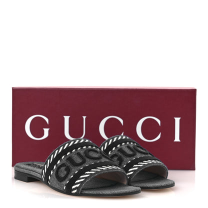 Gucci Plain Spain Denim Logo Slide Sandals 37 Light Blue 11 of 11