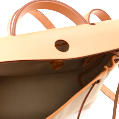 Hermes Toile Militaire Vache Hunter Laque Herbag Zip Retourne PM 31 Beton Naturel Sable Nata 6 of 12
