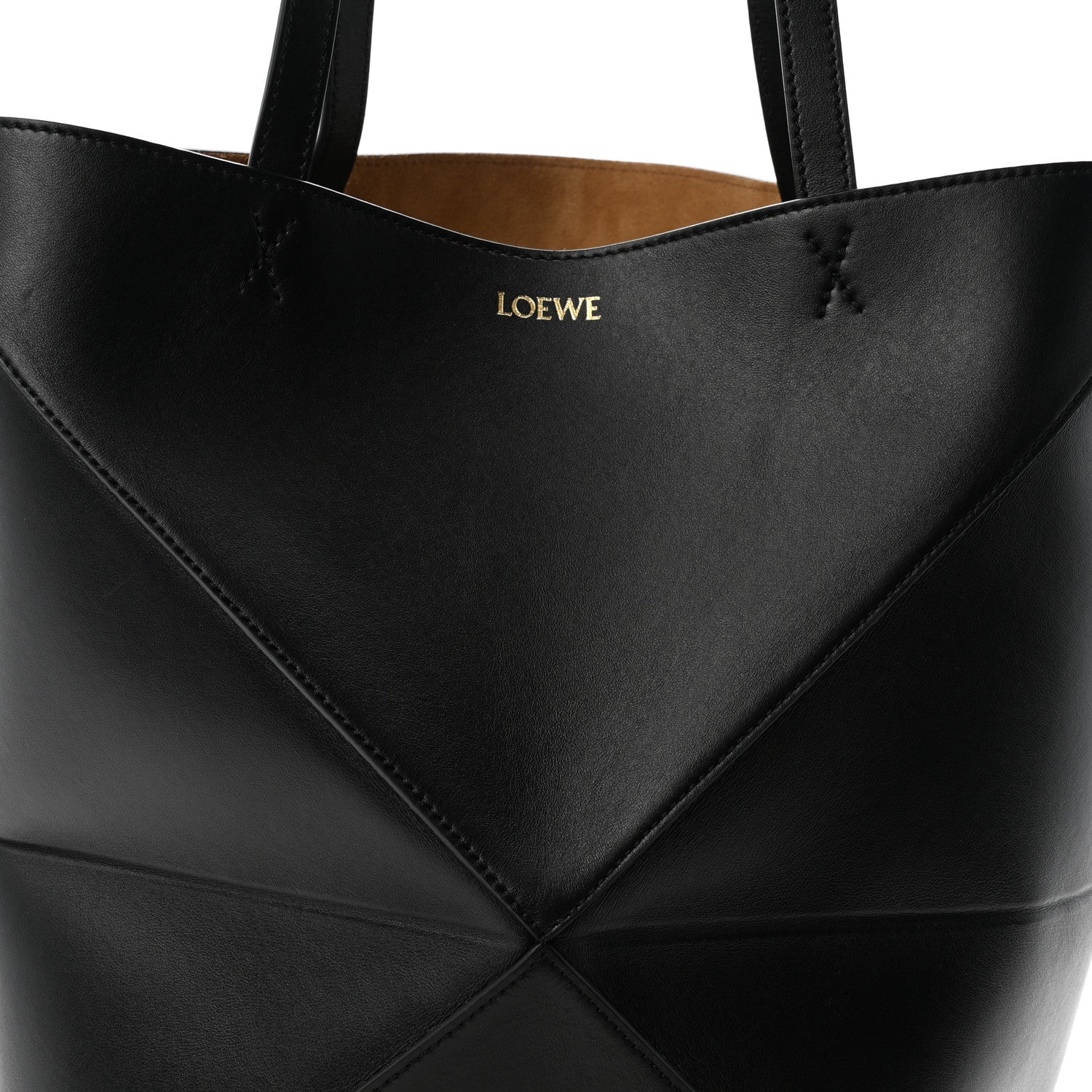 Loewe Shiny Calfskin Medium Puzzle Fold Tote Black 7 of 10
