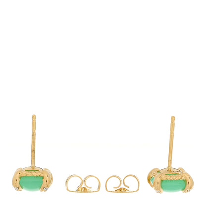 David Yurman 18K Yellow Gold Diamond Chrysoprase 8mm Chatelaine Earrings 3 of 5