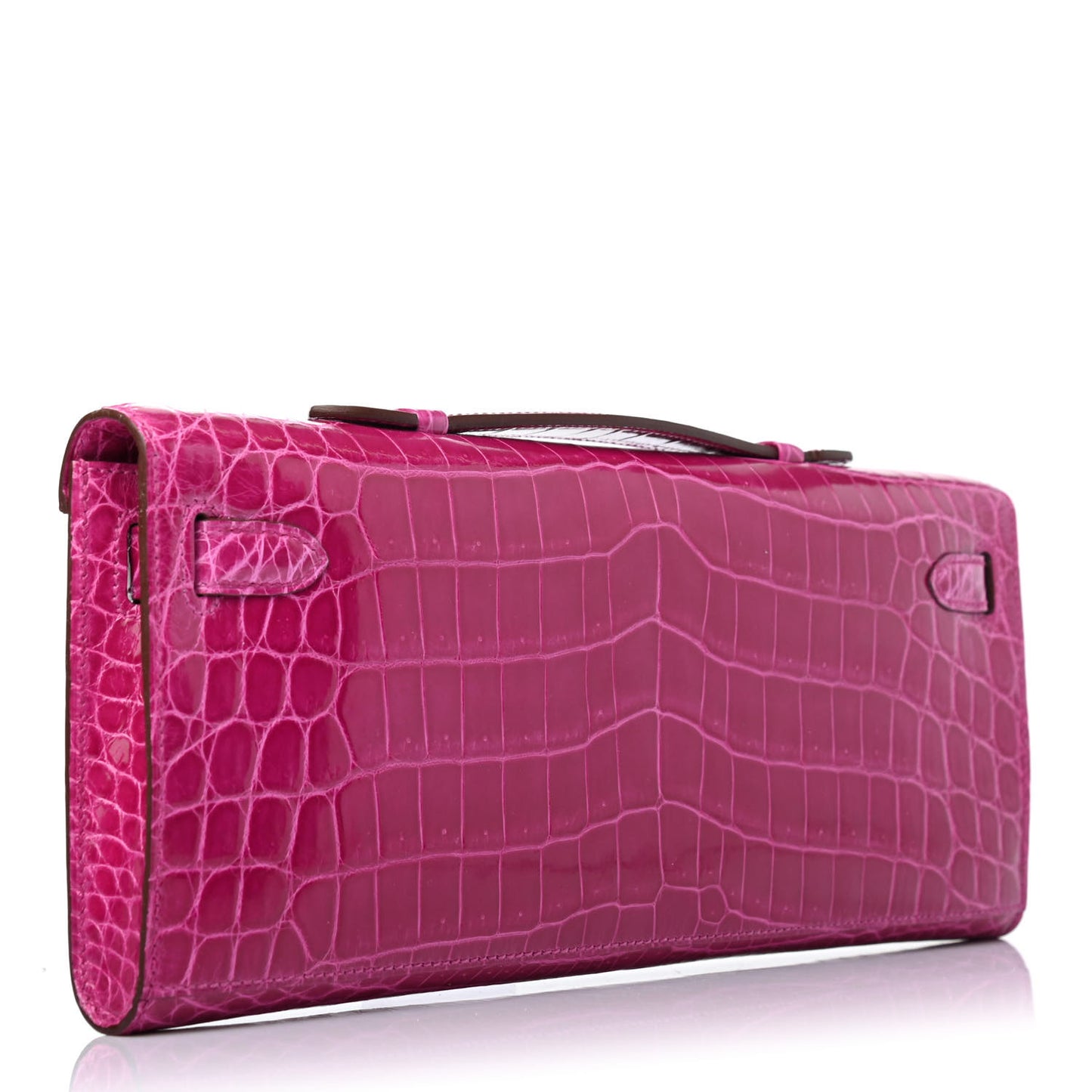 Shiny Niloticus Crocodile Kelly Cut Pochette Rose Scheherazade