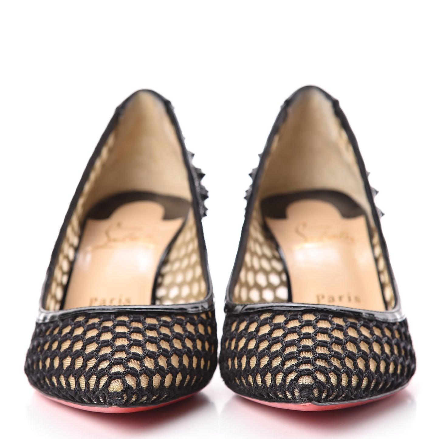 Fishnet Mesh Suede Guni 55 Spiked Pumps 37 Black