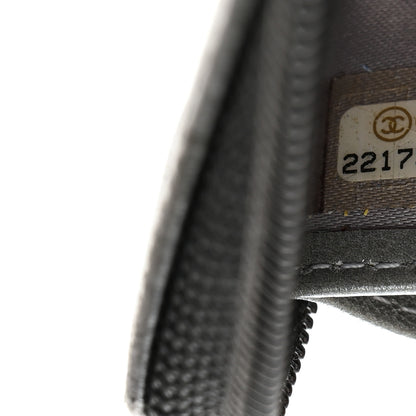 Chanel Lambskin Camellia Embossed Zip Around Gusset Wallet Black 8 of 9