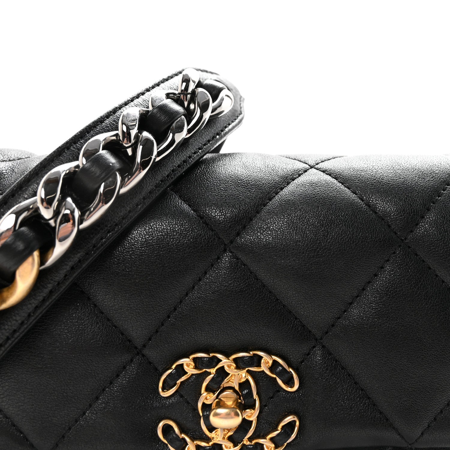 Chanel Goatskin Quilted Chanel 19 Waist Bag Black 8 of 10