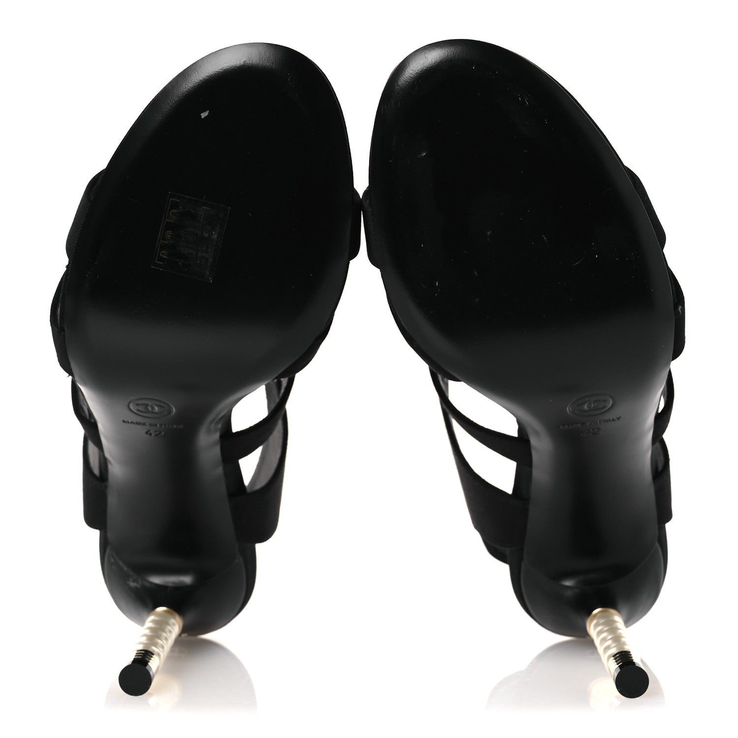 Chanel Kid Suede Pearl Sandals 42 Black 7 of 12