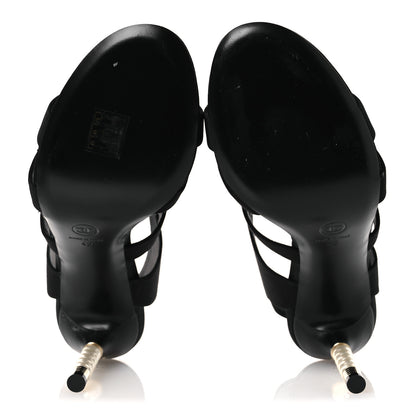 Chanel Kid Suede Pearl Sandals 42 Black 7 of 12