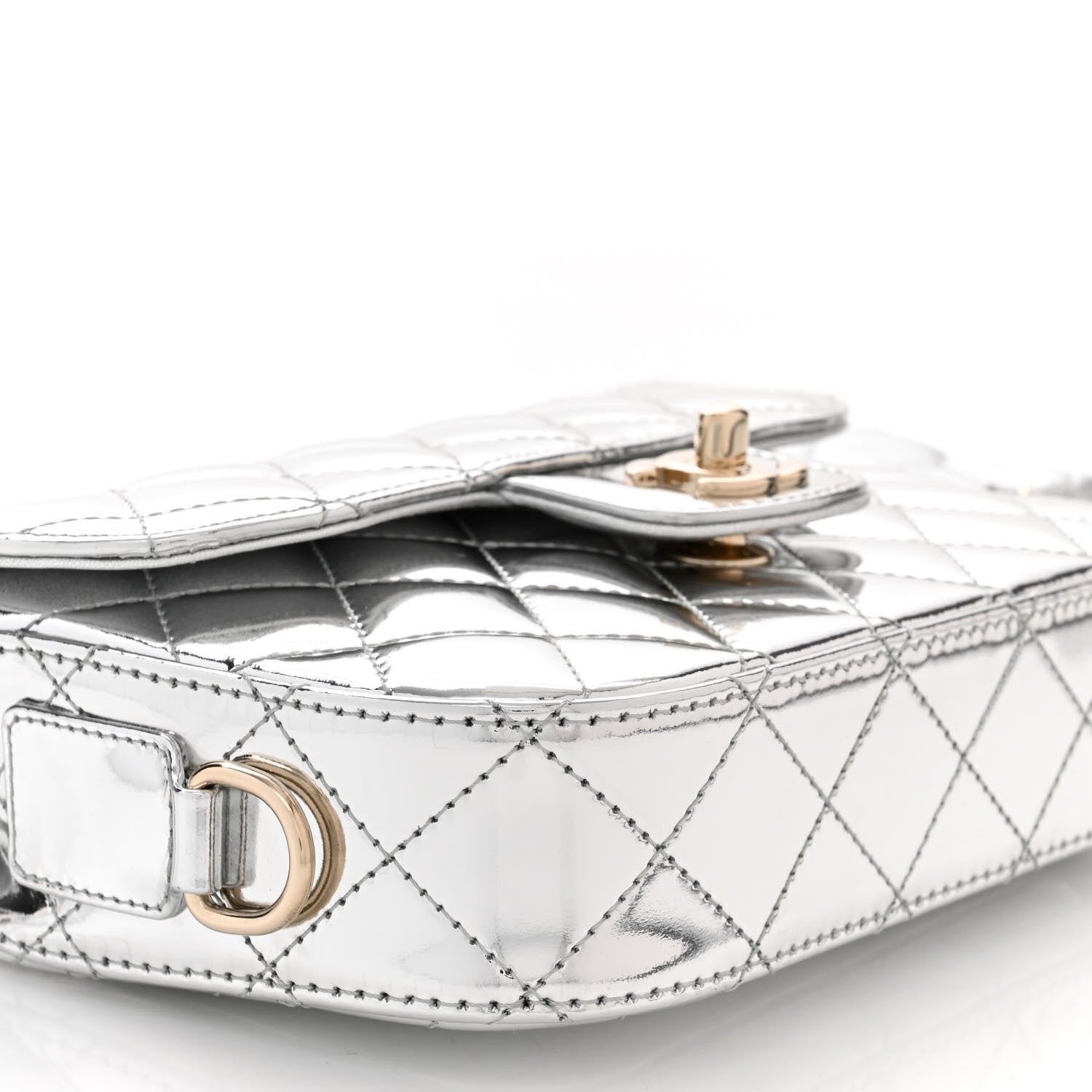 Chanel Mirror Calfskin Metallic Calfskin Quilted Hollywood Boulevard Mini Flap With Star Coin Purse Silver 10 of 11