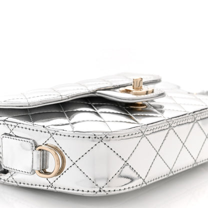 Chanel Mirror Calfskin Metallic Calfskin Quilted Hollywood Boulevard Mini Flap With Star Coin Purse Silver 10 of 11