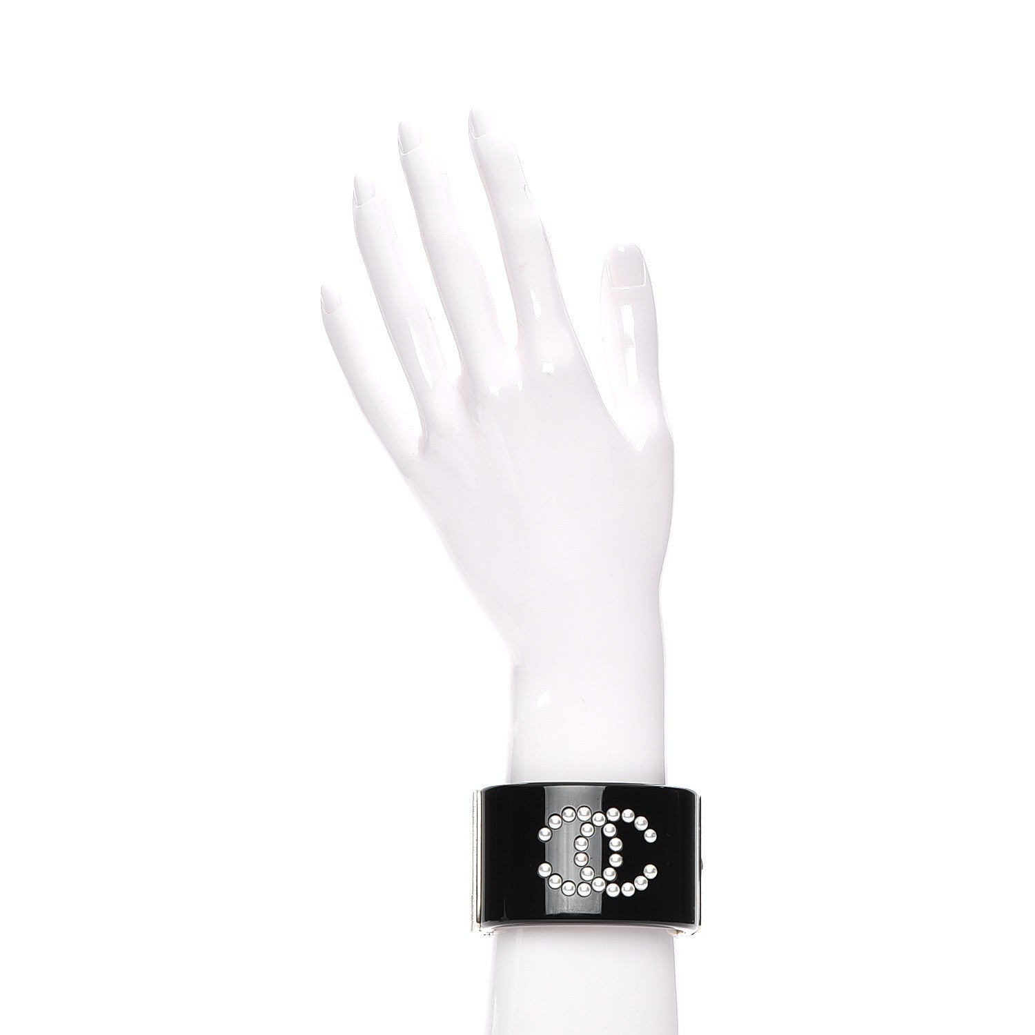 Chanel Resin Pearl CC Cuff Black 2 of 7