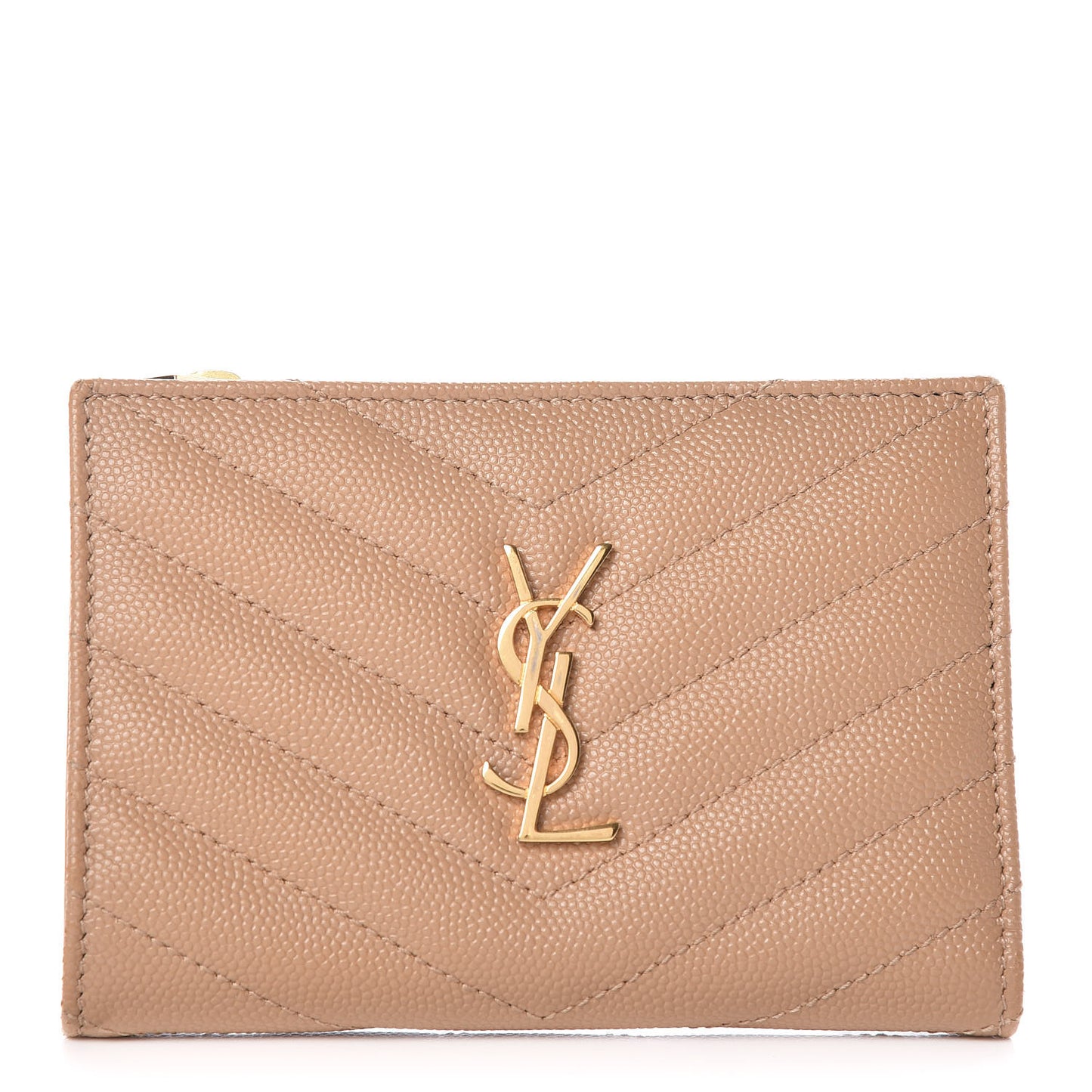 Grain De Poudre Matelasse Chevron Monogram Zipped Two-Part Wallet Cork