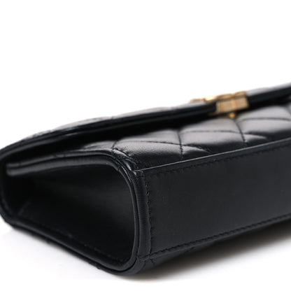 Chanel Lambskin Enamel Quilted Top Handle Flap Phone Holder With Chain Black 9 of 11