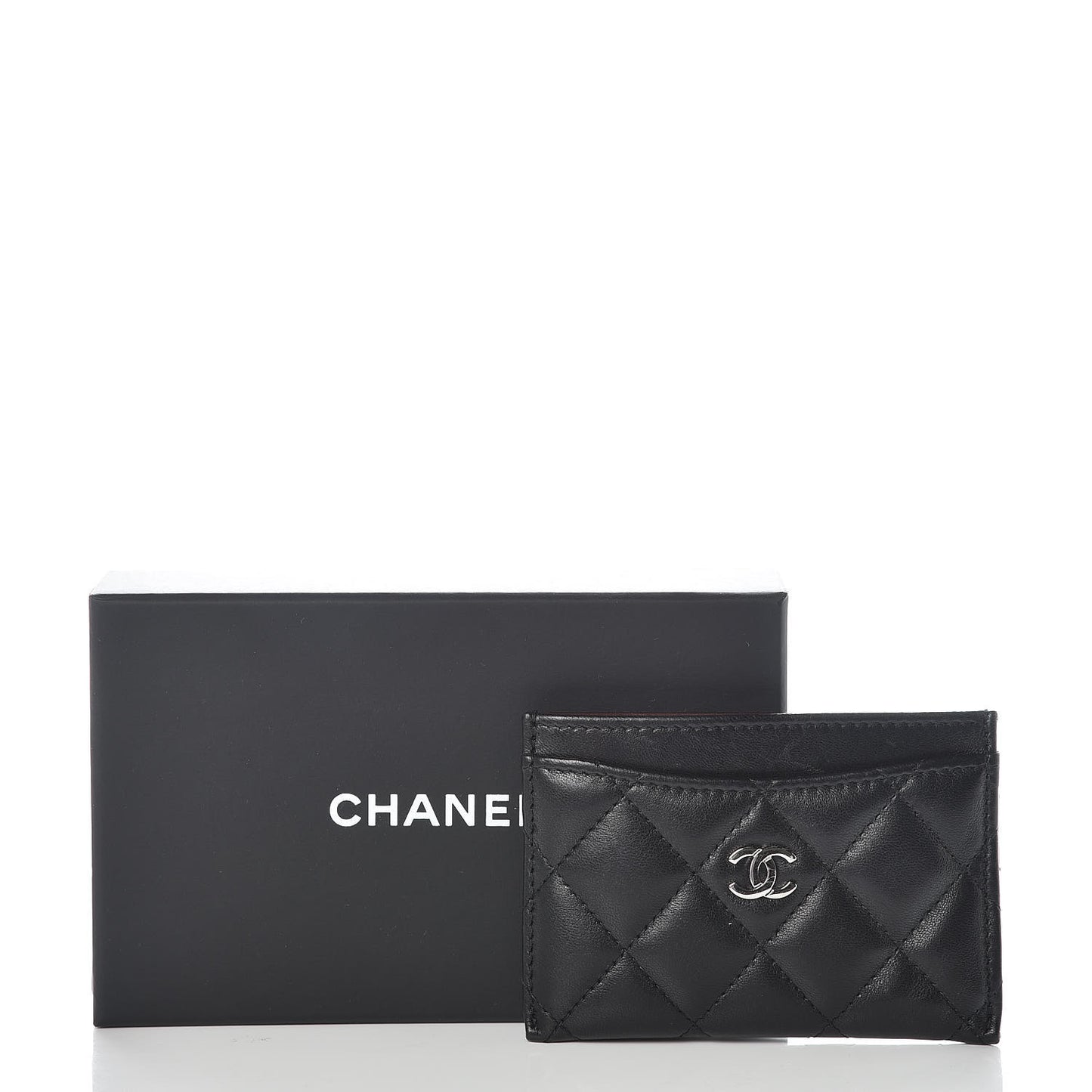 Lambskin Quilted Card Holder Black