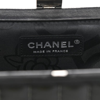 Chanel Lambskin Vertical Quilted Mademoiselle Clutch Black 6 of 8