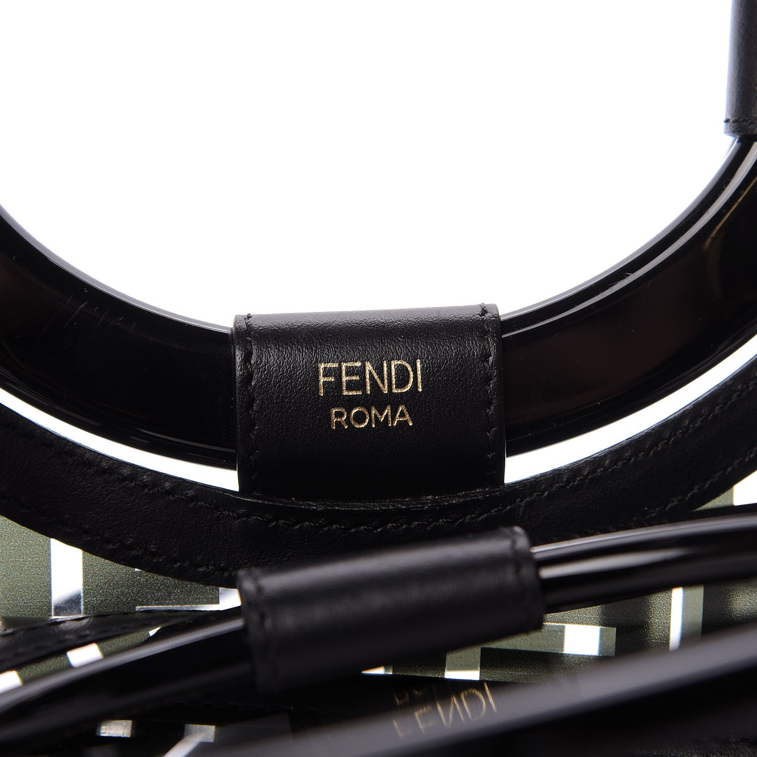 Fendi TPU FF Vitello Century Plexiglass Small Runaway Shopper Tote Black 8 of 9