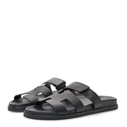 Hermes Calfskin Womens Chypre Sandals 41 Black 3 of 9