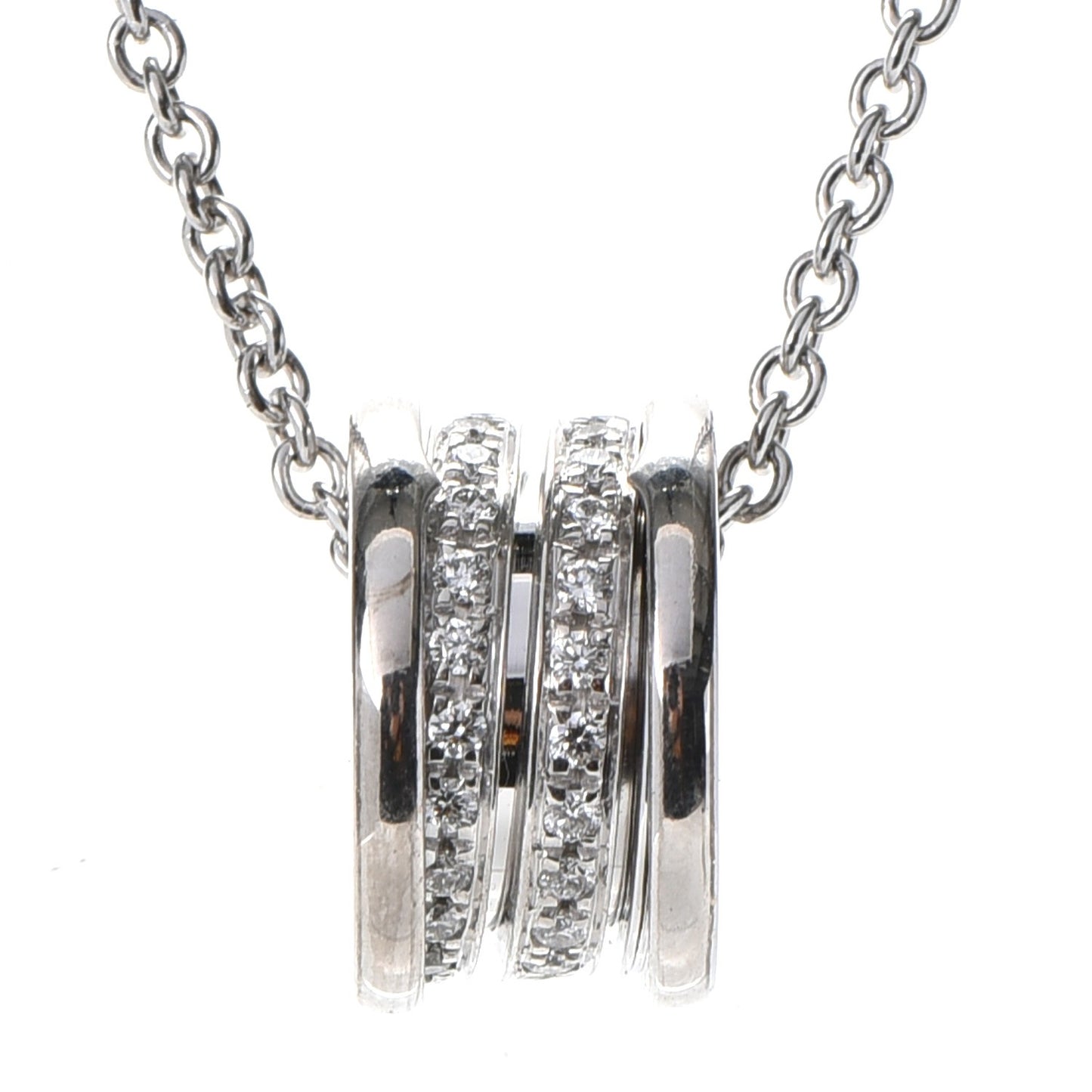 18K White Gold Diamond B.Zero1 Pave Pendant Necklace