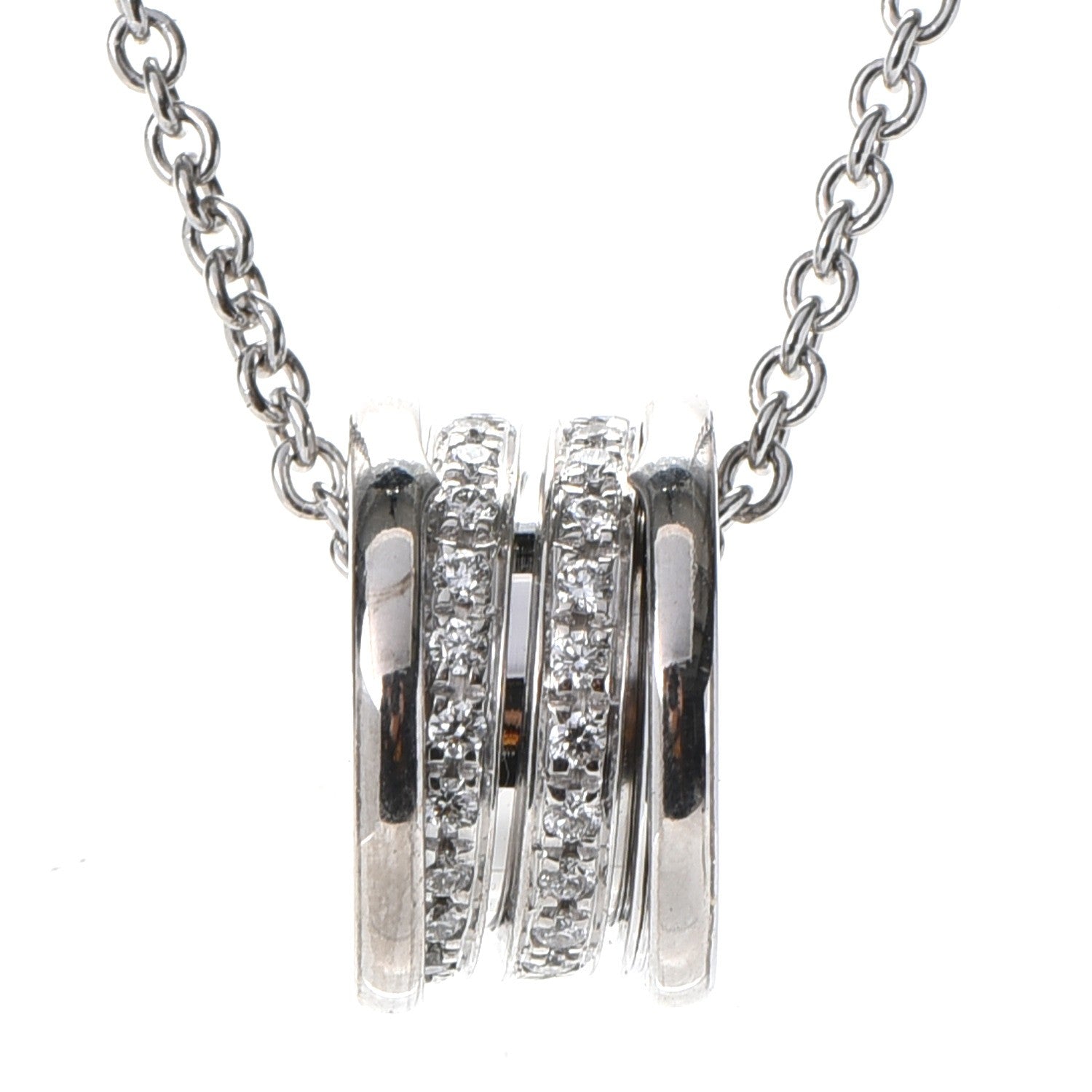 Bulgari 18K White Gold Diamond B.Zero1 Pave Pendant Necklace 4 of 7