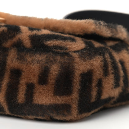 Fendi Shearling Vitello Dolce Macro FF 1974 Baguette Tobacco Black 8 of 11