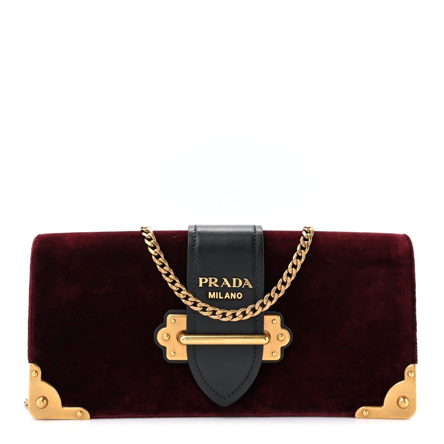 Prada Velvet City Calfskin Cahier Clutch With Chain Ribes Black 1 of 14