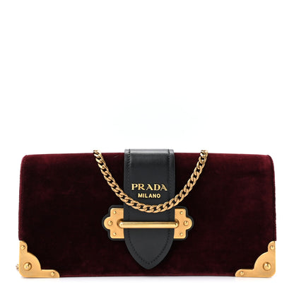 Prada Velvet City Calfskin Cahier Clutch With Chain Ribes Black 1 of 14