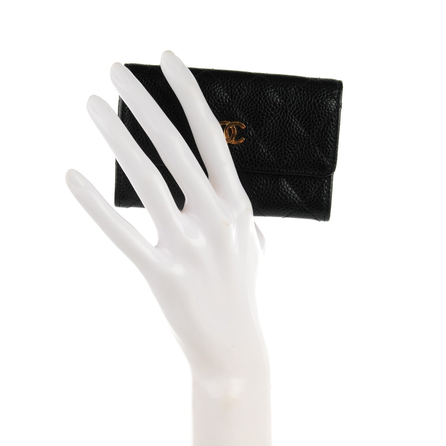 Caviar Quilted Card Holder Black