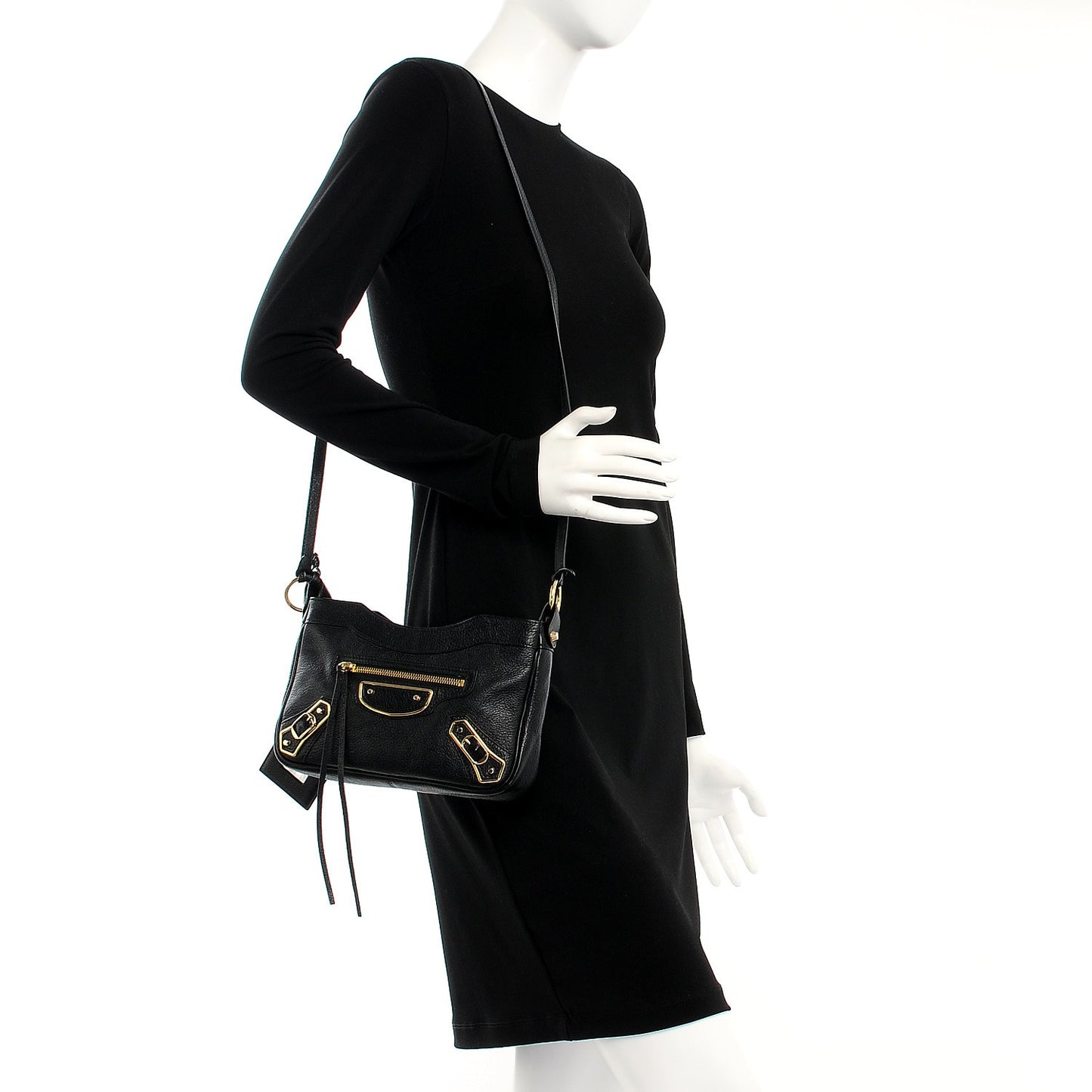Chevre Gold Metallic Edge Hardware Hip Black
