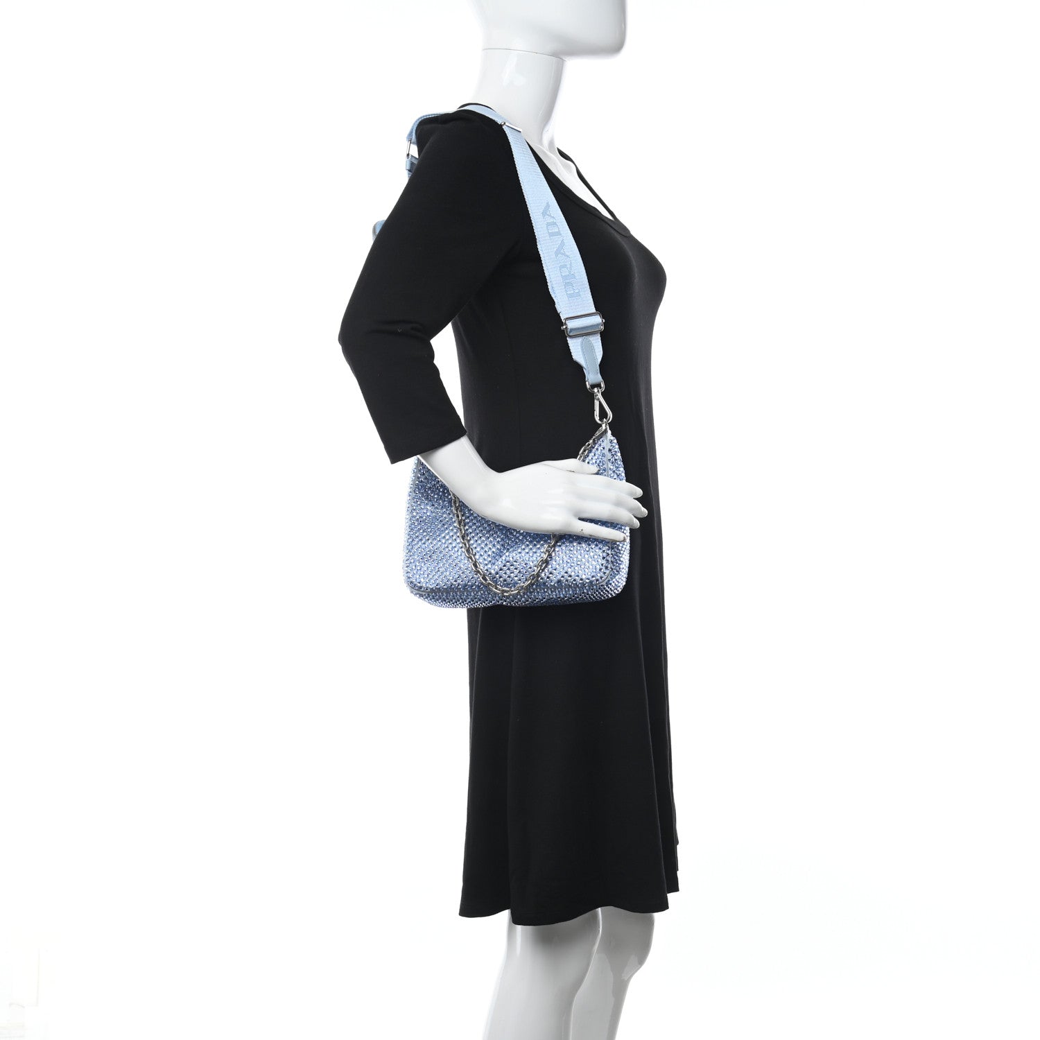 Prada Satin Crystal Re-Edition 2005 Shoulder Bag Celeste 2 of 10
