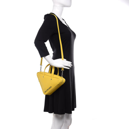 Balenciaga Shiny Day Calfskin Logo XS Triangle Duffle Jaune Black 2 of 11