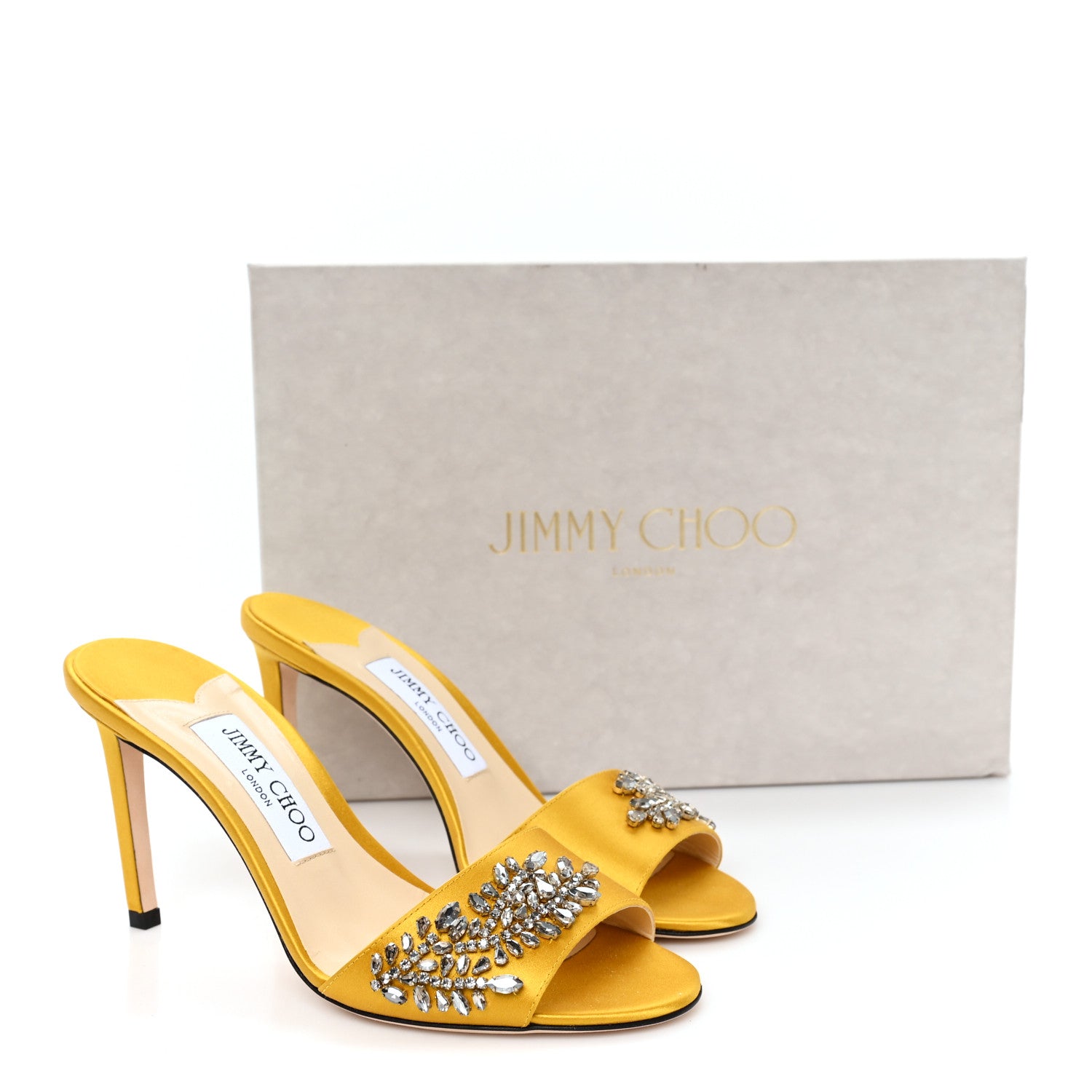 Jimmy Choo Satin Crystal Stacey 85 Sandals 37 Sun 9 of 9