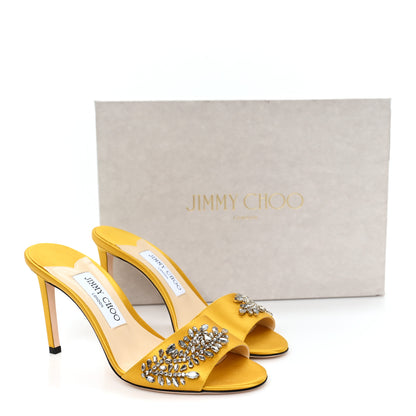 Jimmy Choo Satin Crystal Stacey 85 Sandals 37 Sun 9 of 9