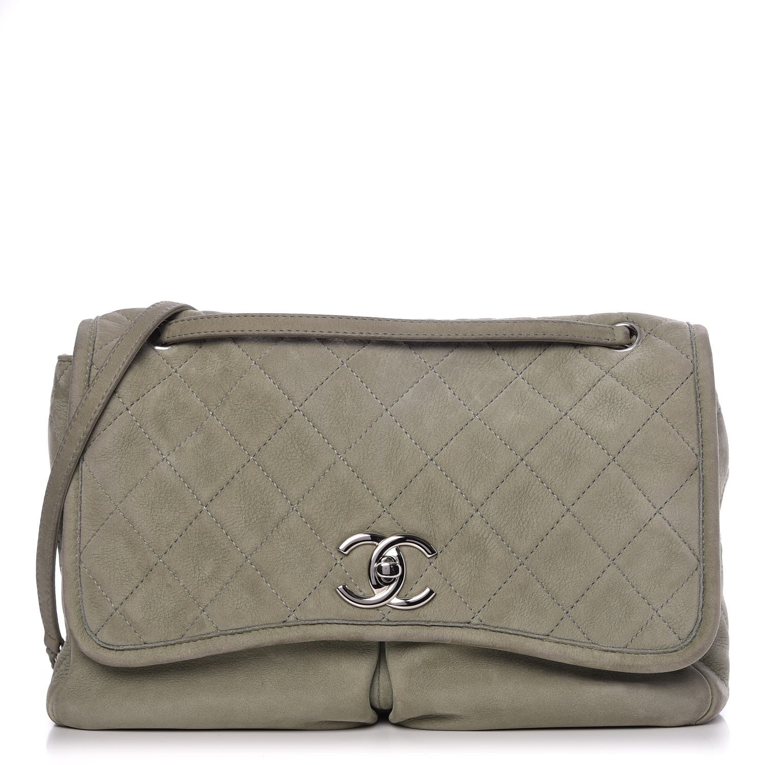 Chanel Ultra Soft Suede Calfskin Large Natural Beauty Flap Khaki 1 of 10