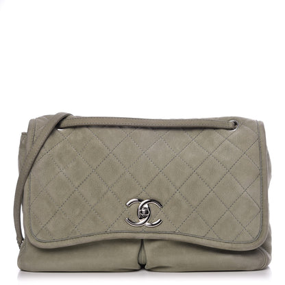 Chanel Ultra Soft Suede Calfskin Large Natural Beauty Flap Khaki 1 of 10