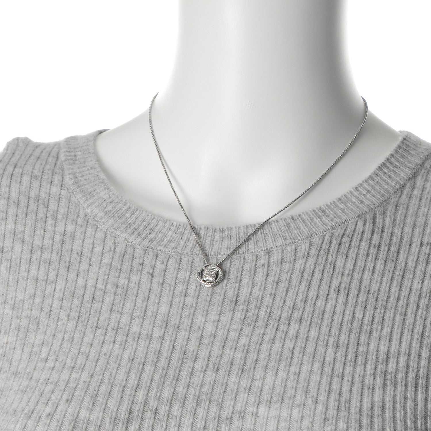 David Yurman Sterling Silver Diamond 7mm Infinity Pendant Necklace 2 of 4